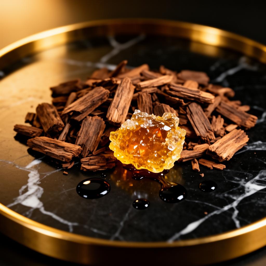 Oud wood and amber resin — fragrance ingredients